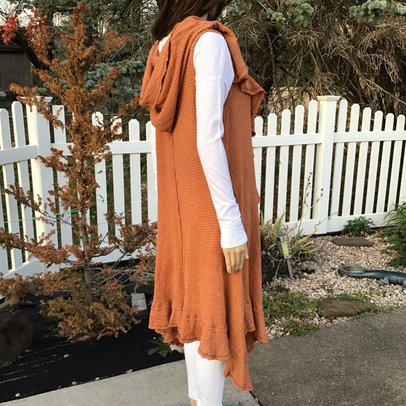 BOHO SWEATER OPEN JACKET WITH HOOD & POCKETS - Picture 2 of 8